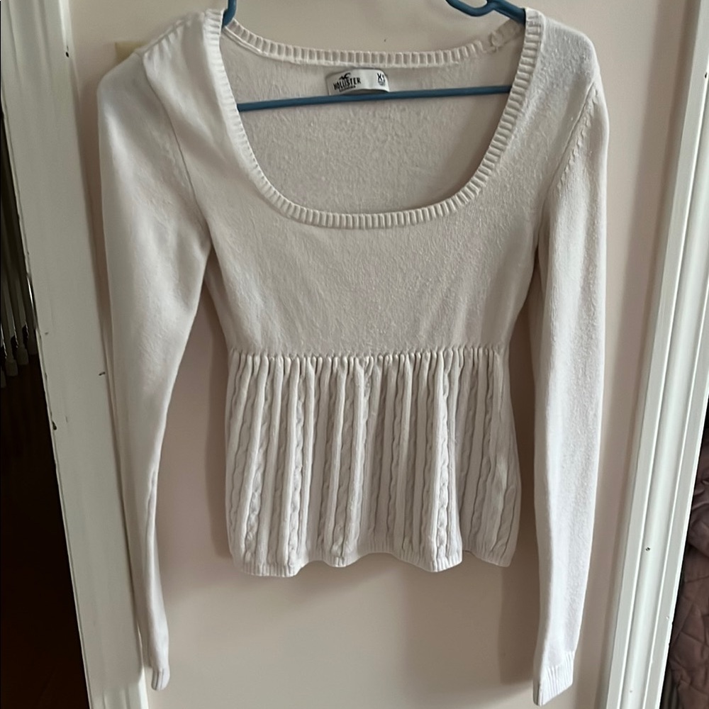 Hollister White Long Sleeve Babydoll Blouse - Picture 3 of 3